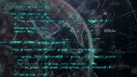 Animation of digital data streams forming complex patterns in network Stock Footage 304853748