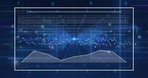 Animation of digital data visualization with graphs and binary code in 動画素材 303564979