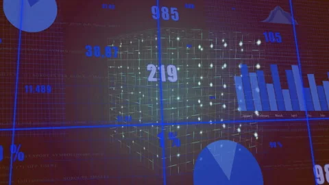 Animation of digital data visualization with graphs and charts in blue tones Stock Footage 304768756