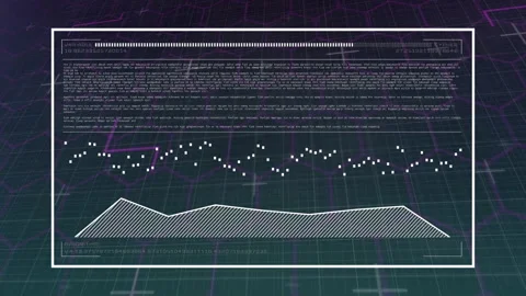 Animation of digital data visualization with graphs and text on grid background Stock Footage 304854413