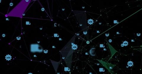 Animation of digital data visualization with network connections and sale icons Stock Footage 304648811