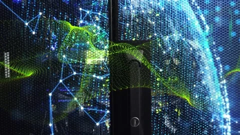 Animation of digital dots connecting with lines and graphical globe, wave Stock Footage 326625003