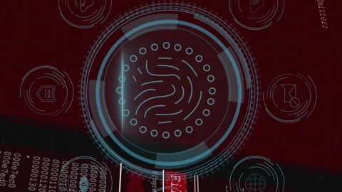 Animation of digital encryption interface with coding and data on red background Stock Footage 313356240