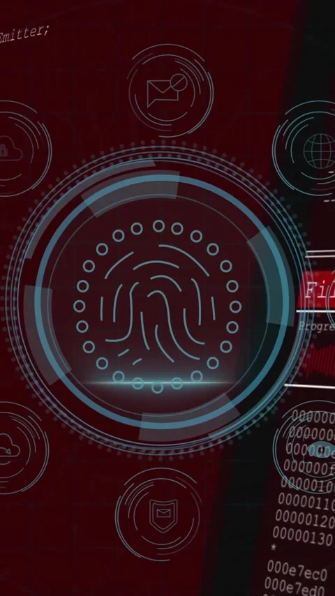 Animation of digital encryption interface with coding and data on red background Stock Footage 319811274