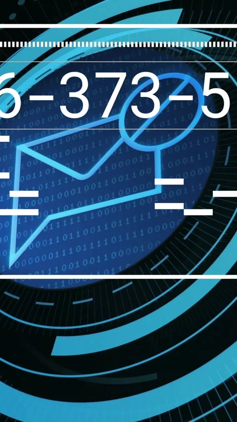 Animation of digital envelope icon with binary code over abstract blue circles Stock Footage 319811518