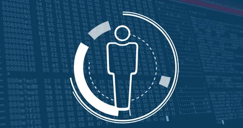 Animation of digital figure icon over binary code, representing data and Stock Footage 303554027