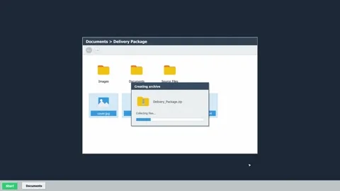 Animation of digital files being compressed into a zip archive. 4K Stock Footage 342115041