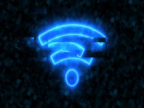 Animation Digital Glitch Error Wifi icon Stock Footage 75771443