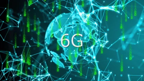 Animation of digital globe with binary code connections for 6G technology Stock Footage 305731123