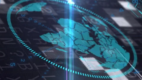Animation of digital globe with binary code representing futuristic technology Stock Footage 312510556