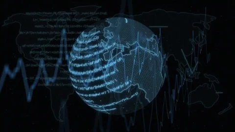 Animation of digital globe with data and... | Stock Video | Pond5