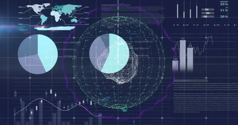 Animation of digital globe with data cha... | Stock Video | Pond5