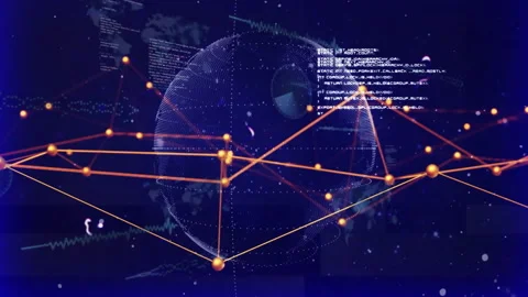 Animation of digital globe with data poi... | Stock Video | Pond5