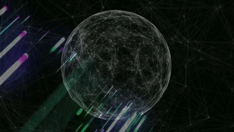 Animation of digital globe with interconnected lines and green light streaks Stock Footage 304095327