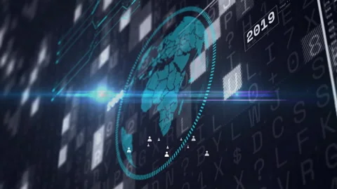 Animation of digital globe with network connections over binary code background Stock Footage 306199704