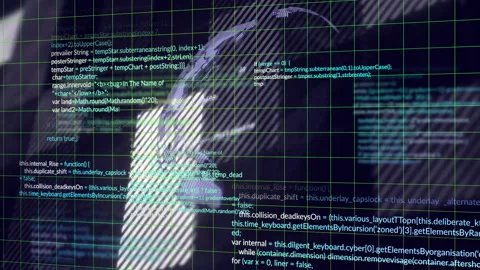 Animation of digital globe with programming code representing global data Stock Footage 303609070