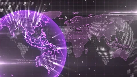 Animation of digital globes rotating with programming codes over grid pattern Stock Footage 202897592