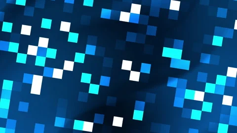 Animation Digital glowing dark blue gradient background white pixel pattern Vidéo 334191213