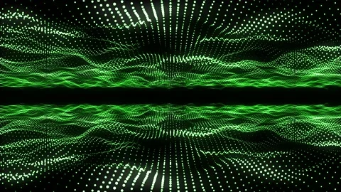 Animation digital green particles waves. Video stock 207547676