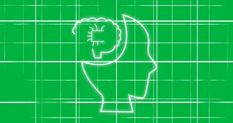 Animation of digital head and brain with ai text over binary coding on Stock Footage 318052136
