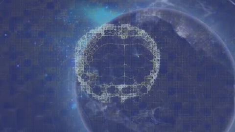 Animation of digital human brain and rotating globe over abstract background Stock Footage 316040690