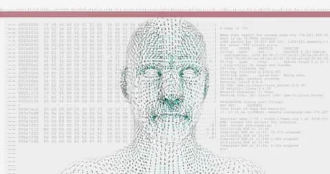 Animation of digital human over data processing on white background Stock Footage 328500263