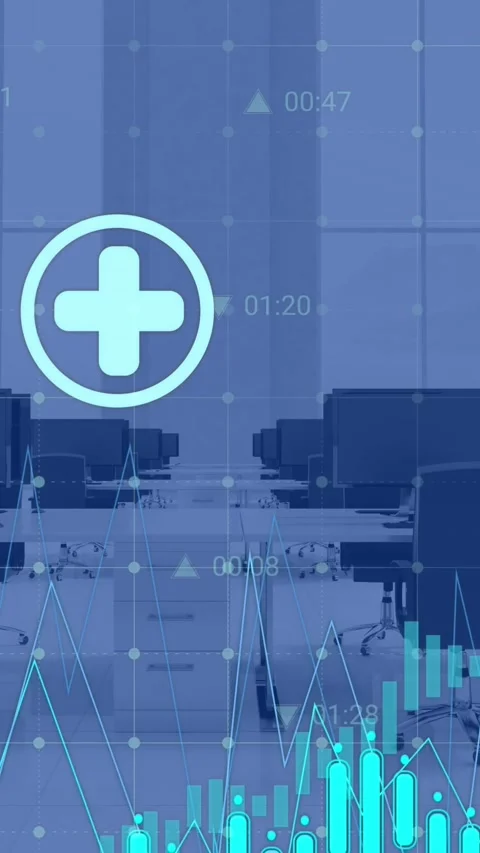 Animation of digital icons and data processing over grid network against empty Stock Footage 321382098