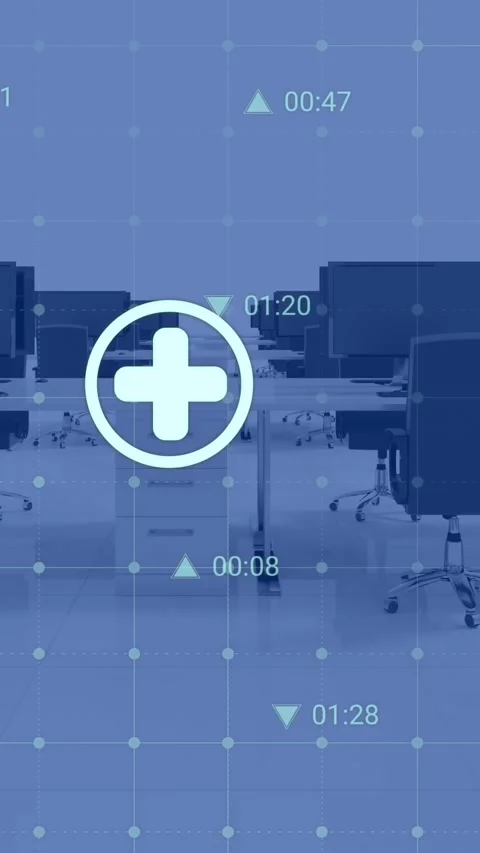 Animation of digital icons and data processing over grid network against empty Stock Footage 321382122