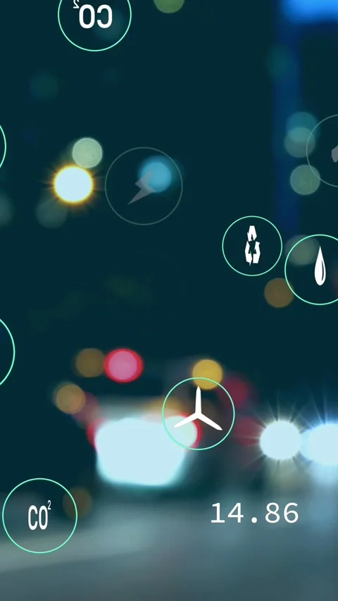 Animation of digital icons and data processing over cars on road Stock Footage 342097749