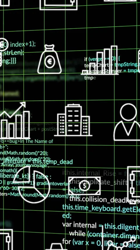 Animation of digital icons and data processing over dark backgorund Stock Footage 343888347