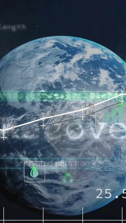 Animation of digital icons and data processing over spinning globe against blue Stock Footage 344636315