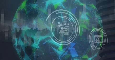 Animation of digital icons and globe of ... | Stock Video | Pond5