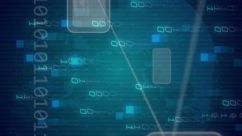 Animation of digital icons, binary coding and data processing Stock Footage 312364026