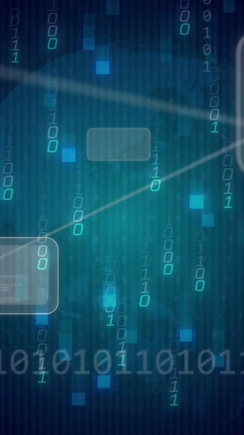 Animation of digital icons, binary coding and data processing Stock Footage 323899341