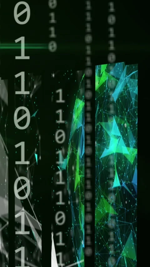 Animation of digital icons, binary coding and data processing Stock Footage 323899349