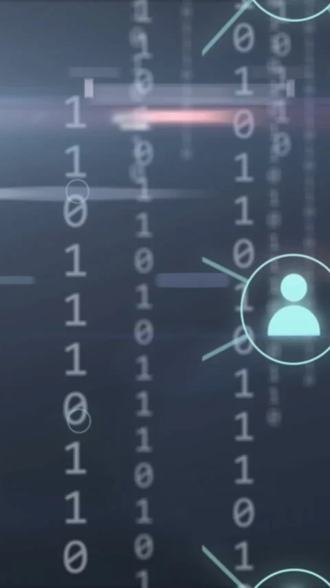 Animation of digital icons, binary coding and data processing Stock Footage 323899351