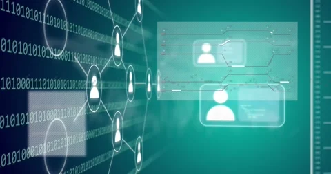 Animation of digital icons, binary coding and data processing Stock Footage 328228741