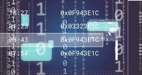 Animation of digital icons, binary coding and data processing Stock Footage 329408850