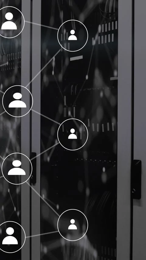 Animation of digital icons, computer servers and data processing Stock Footage 323899369