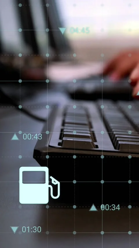 Animation of digital icons over grid network against mid section of kids using Stock Footage 344774762