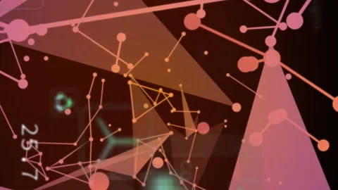 Animation of digital icons, plexus networks and data processing against red Stock Footage 312773389