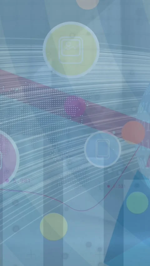 Animation of digital icons, statistical data processing and spinning globe on Stock Footage 344594819