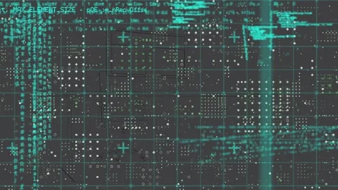 Animation of digital infographic interface with grid pattern and computer Stock Footage 329917693