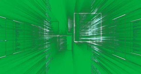 Animation of digital information and white square on black background Video stock 325029922