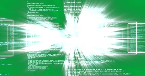 Animation of digital information and white square on black background Video stock 325029927