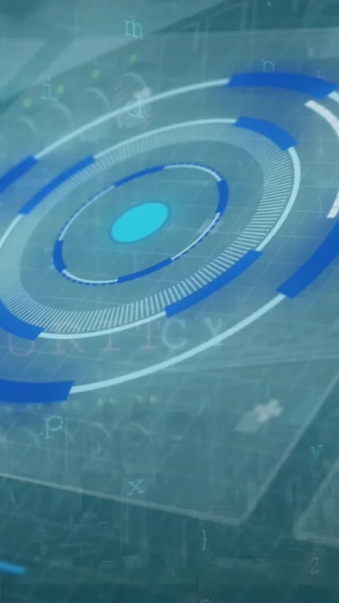 Animation of digital interface and data processing on screens over blue Stock Footage 344722674