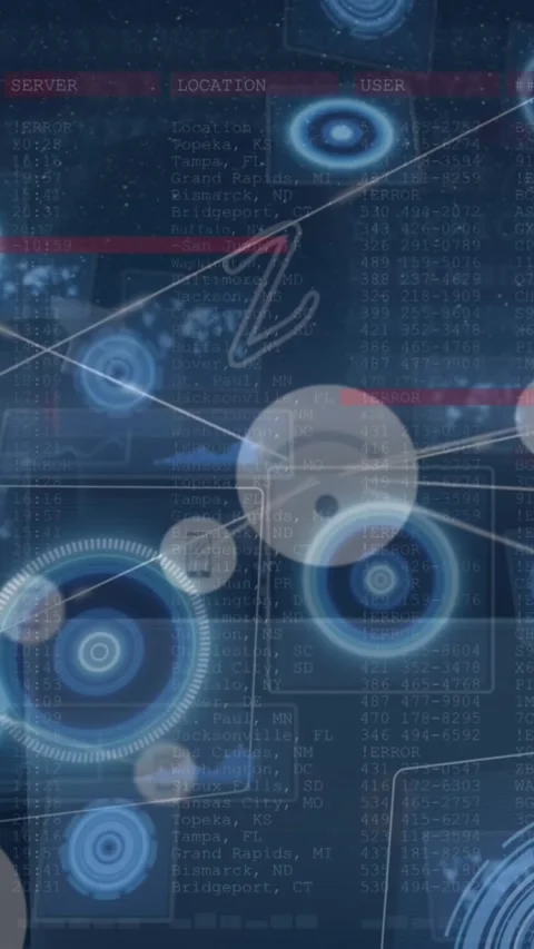 Animation of digital interface and network of connections over hacker Stock Footage 343027707