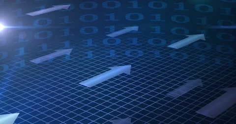 Animation of digital interface with binary coding and blue arrows Stock Footage 144800649