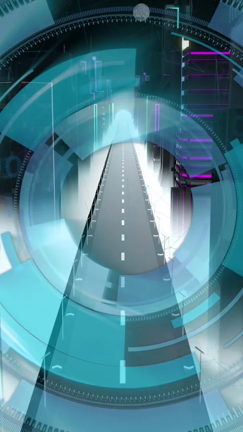 Animation of digital interface with binary coding over metaverse Video stock 343609576