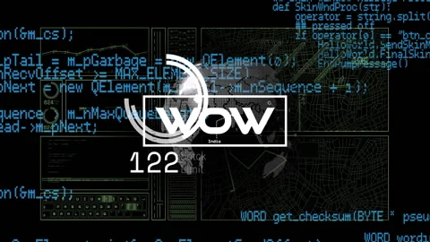 Animation of digital interface with coding elements and WOW text on dark Stock Footage 303430164